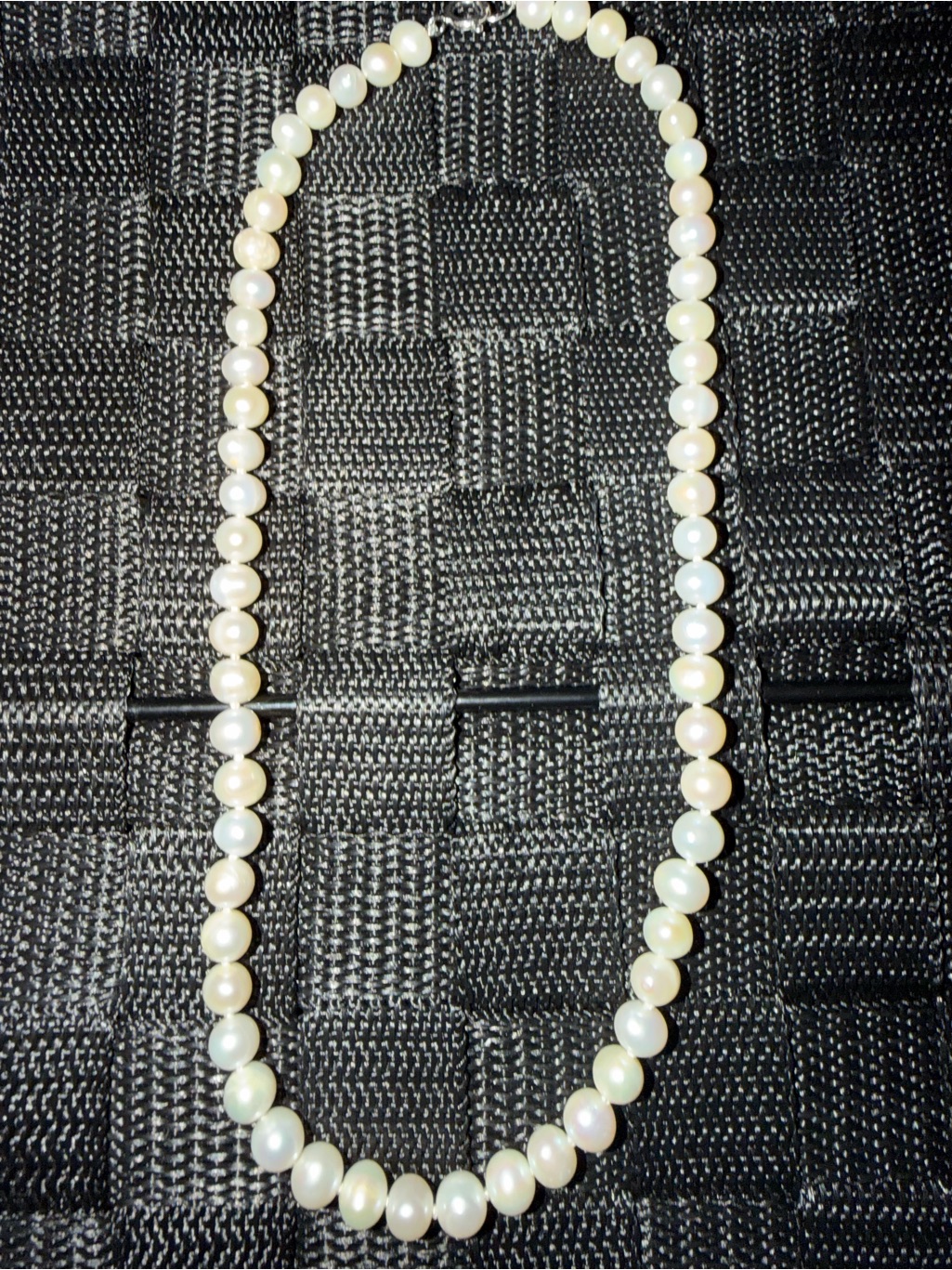 Pearl Necklace - Sterling Clasp- Pearl Strand